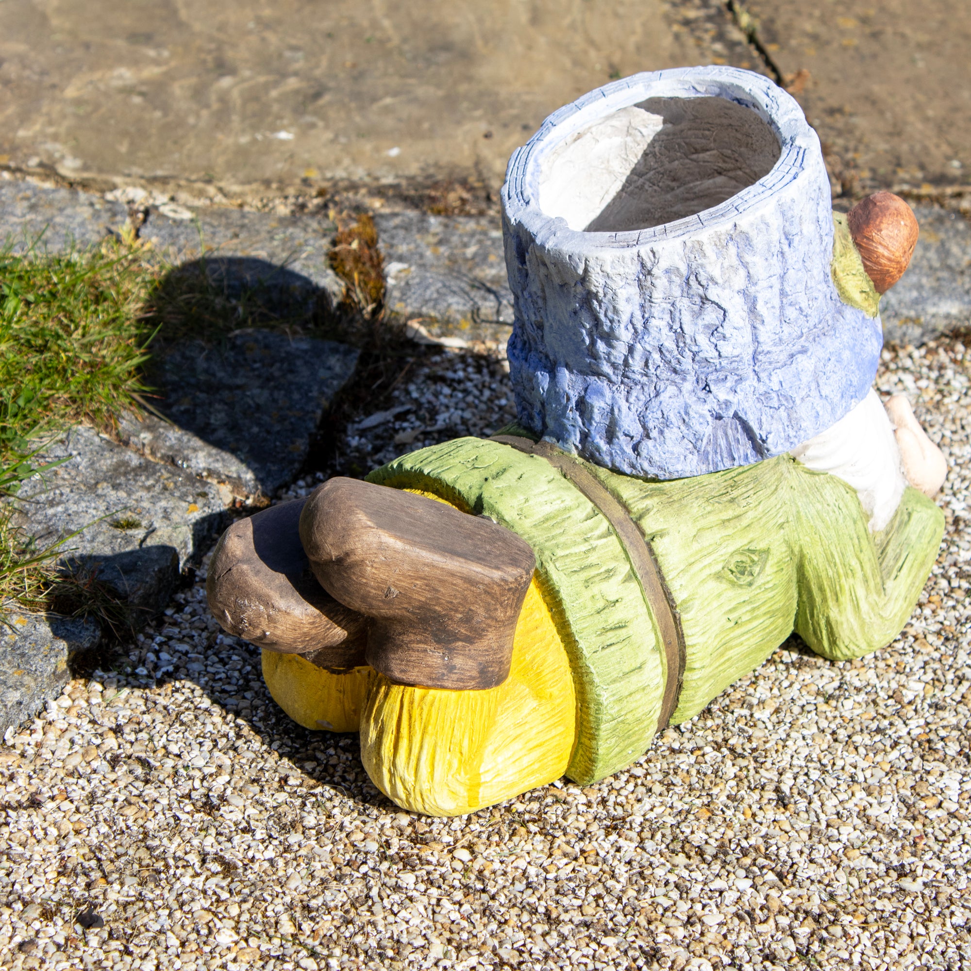 Rustic Lying Garden Gnome Planter