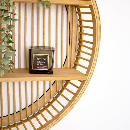 2 Tier Bamboo Round Wall Shelf