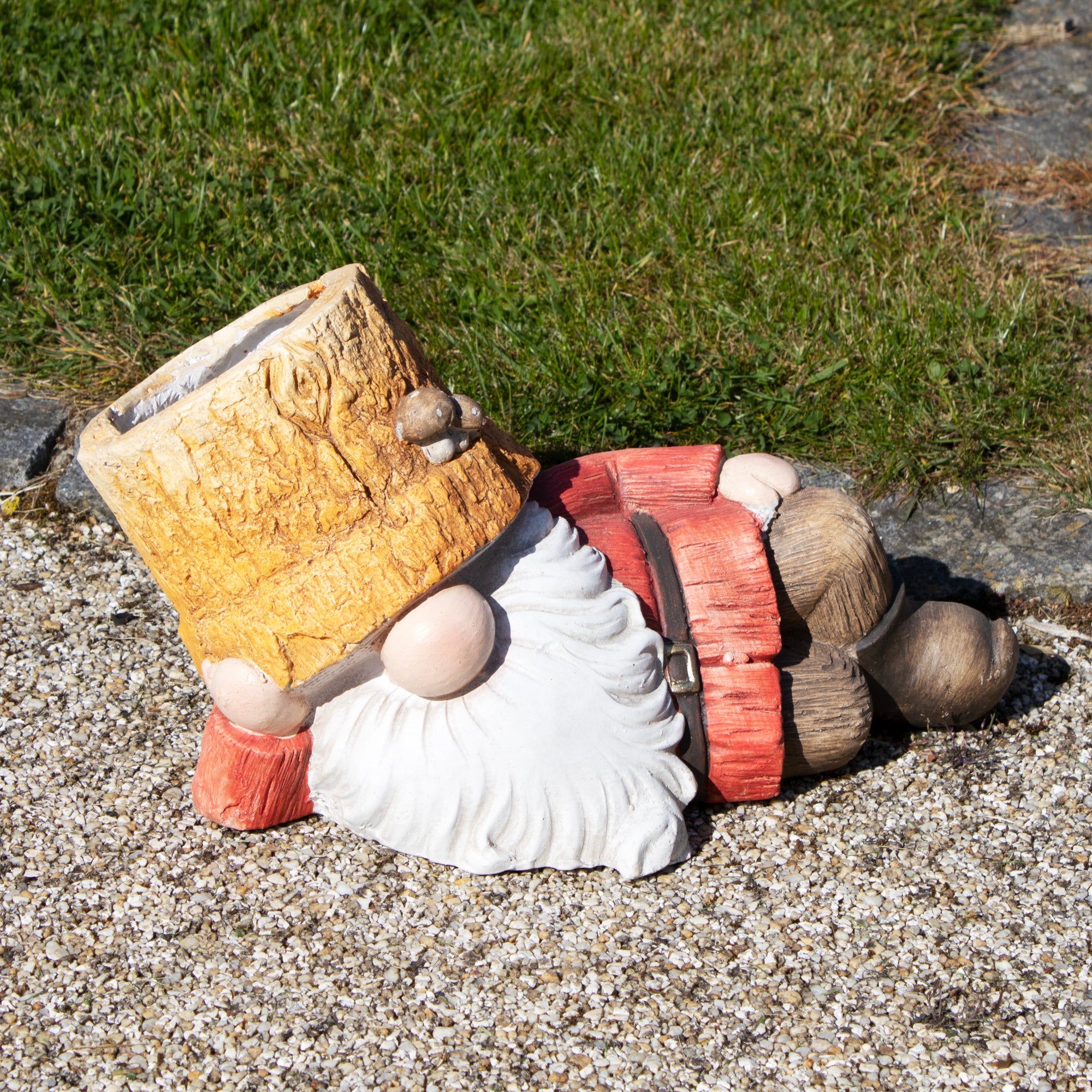 Rustic Lying Garden Gnome Planter