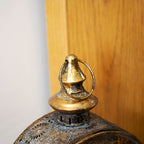 Round Antique Gold Metal Candle Lantern