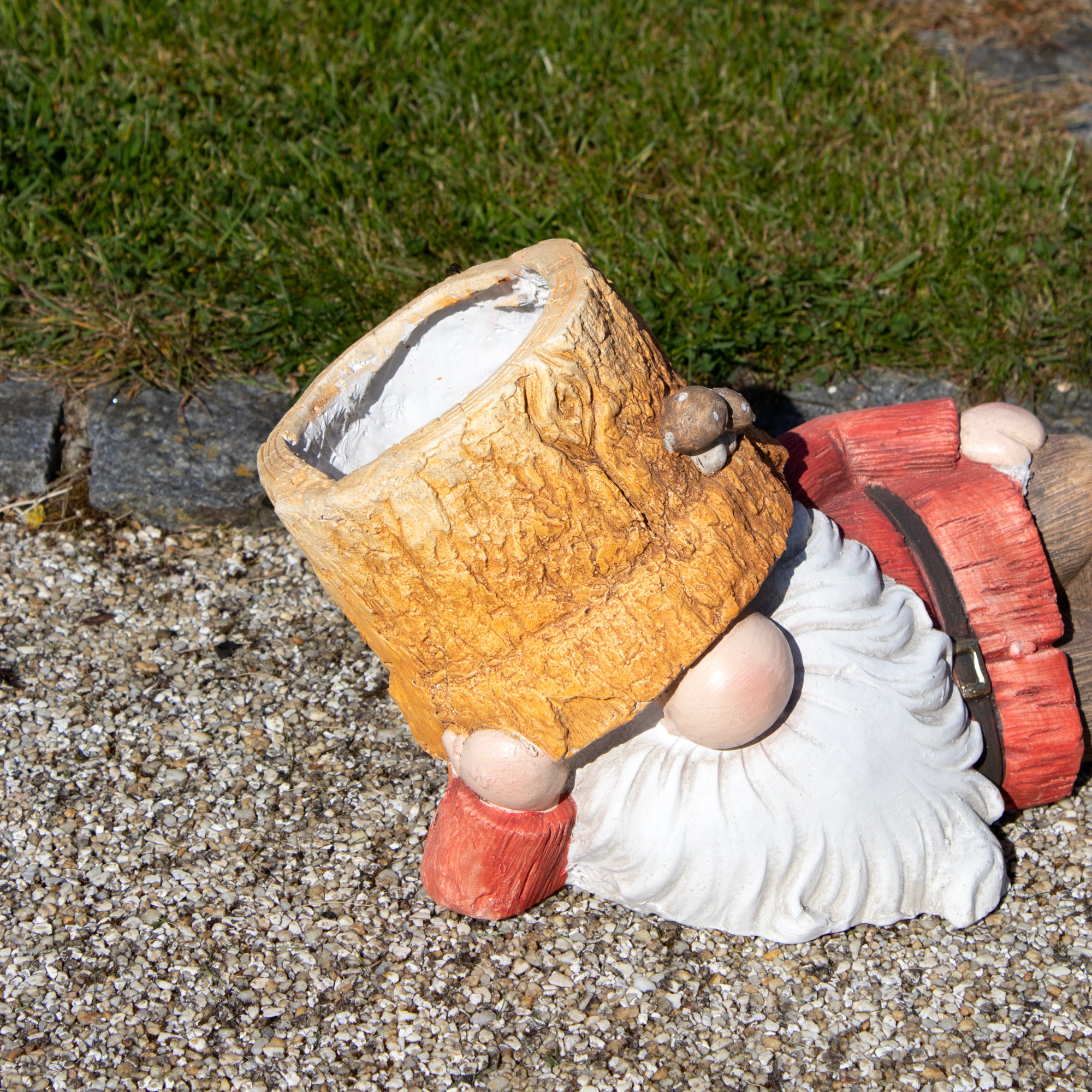 Rustic Lying Garden Gnome Planter