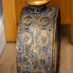 Round Antique Gold Metal Candle Lantern
