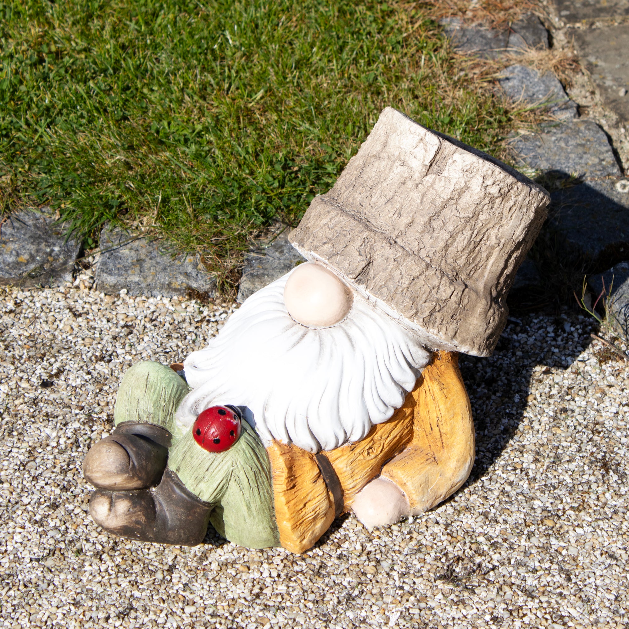 Rustic Lying Garden Gnome Planter