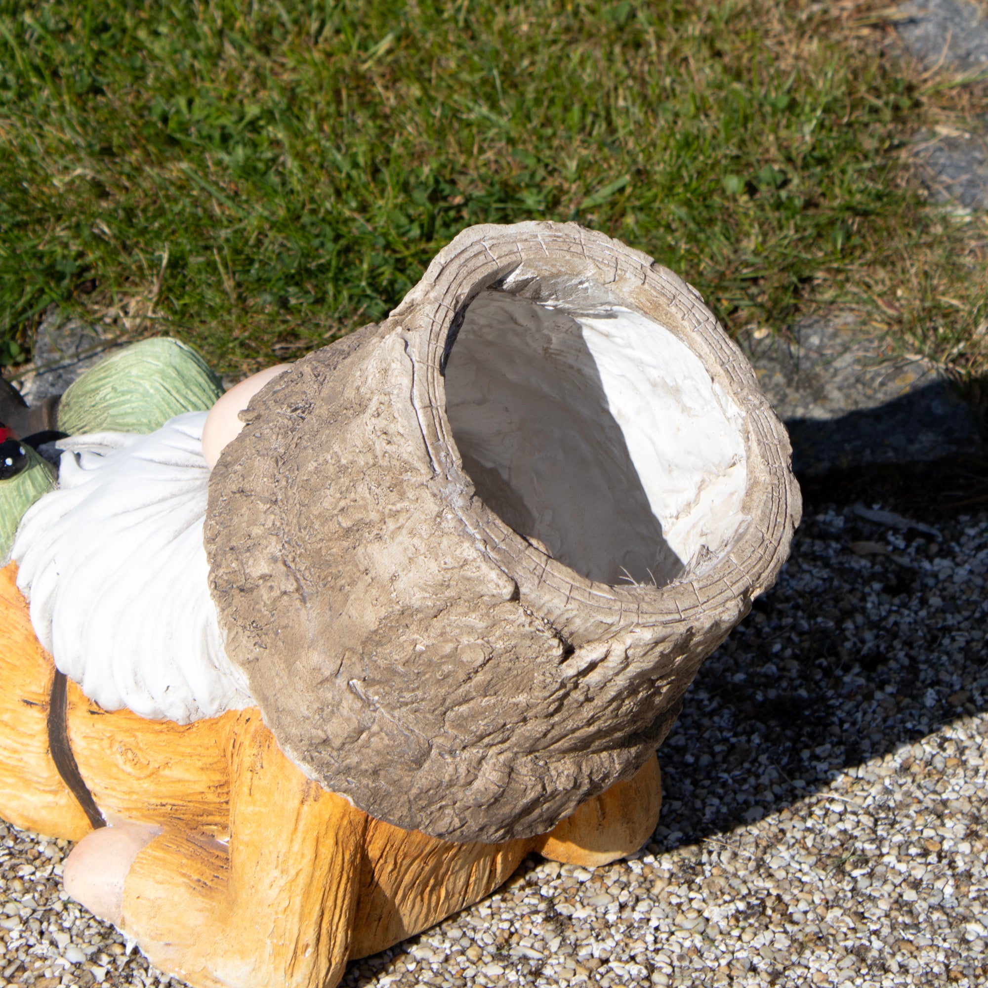 Rustic Lying Garden Gnome Planter
