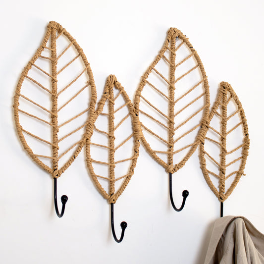 Rattan Leaf Wall Storage Hooks