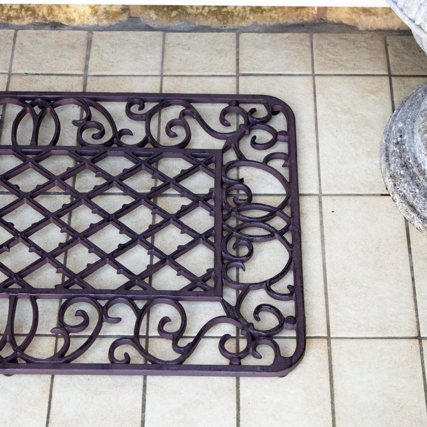 Rounded Rectangle Scroll Cast Iron Doormat
