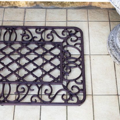Rounded Rectangle Scroll Cast Iron Doormat