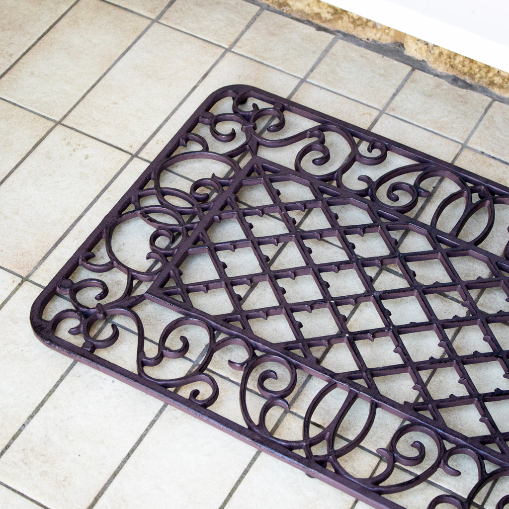 Rounded Rectangle Scroll Cast Iron Doormat