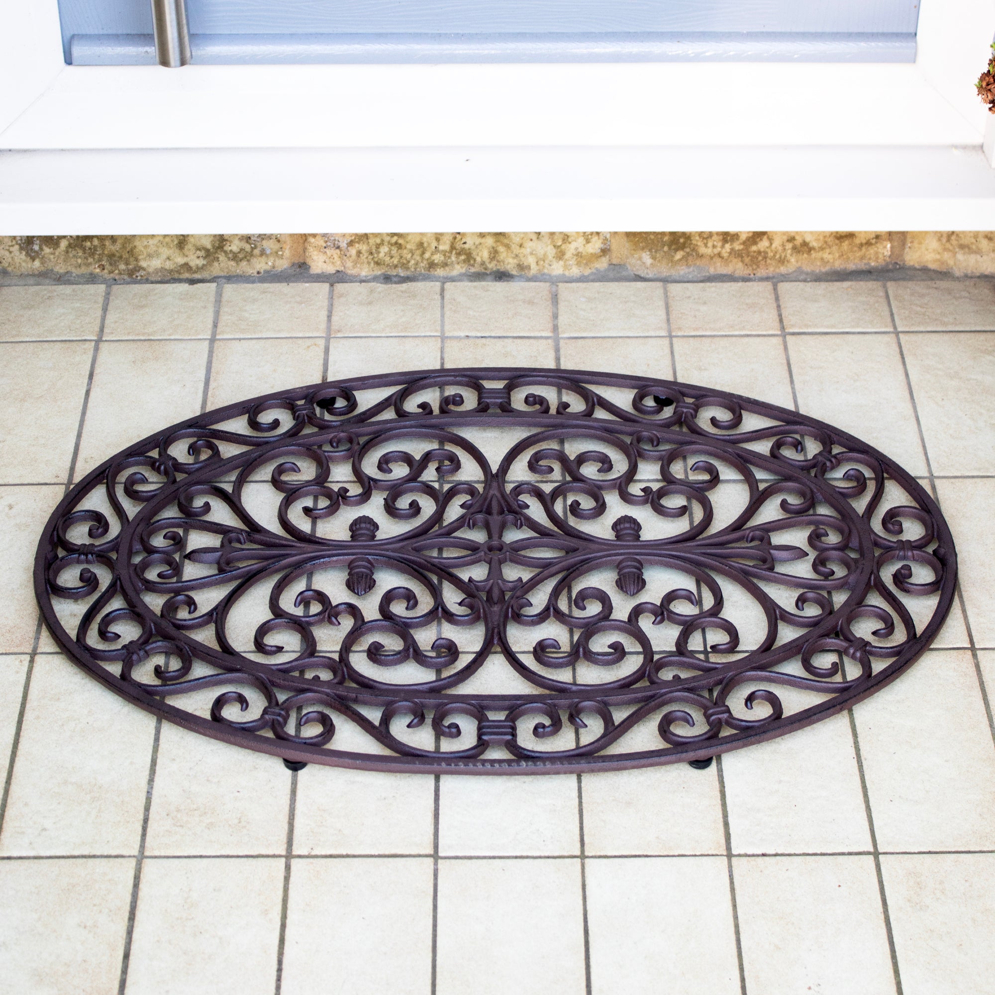 Oval Scroll Cast Iron Doormat