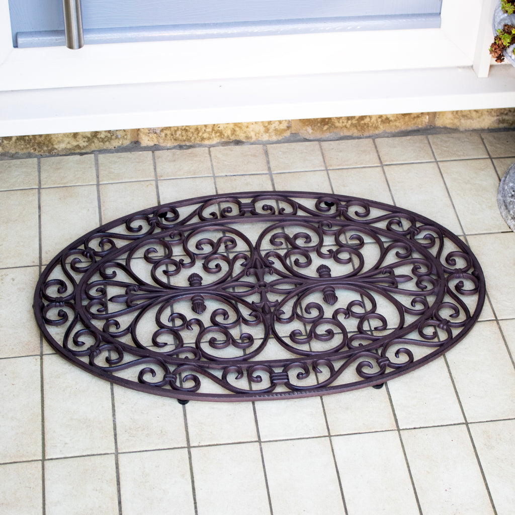 Oval Scroll Cast Iron Doormat