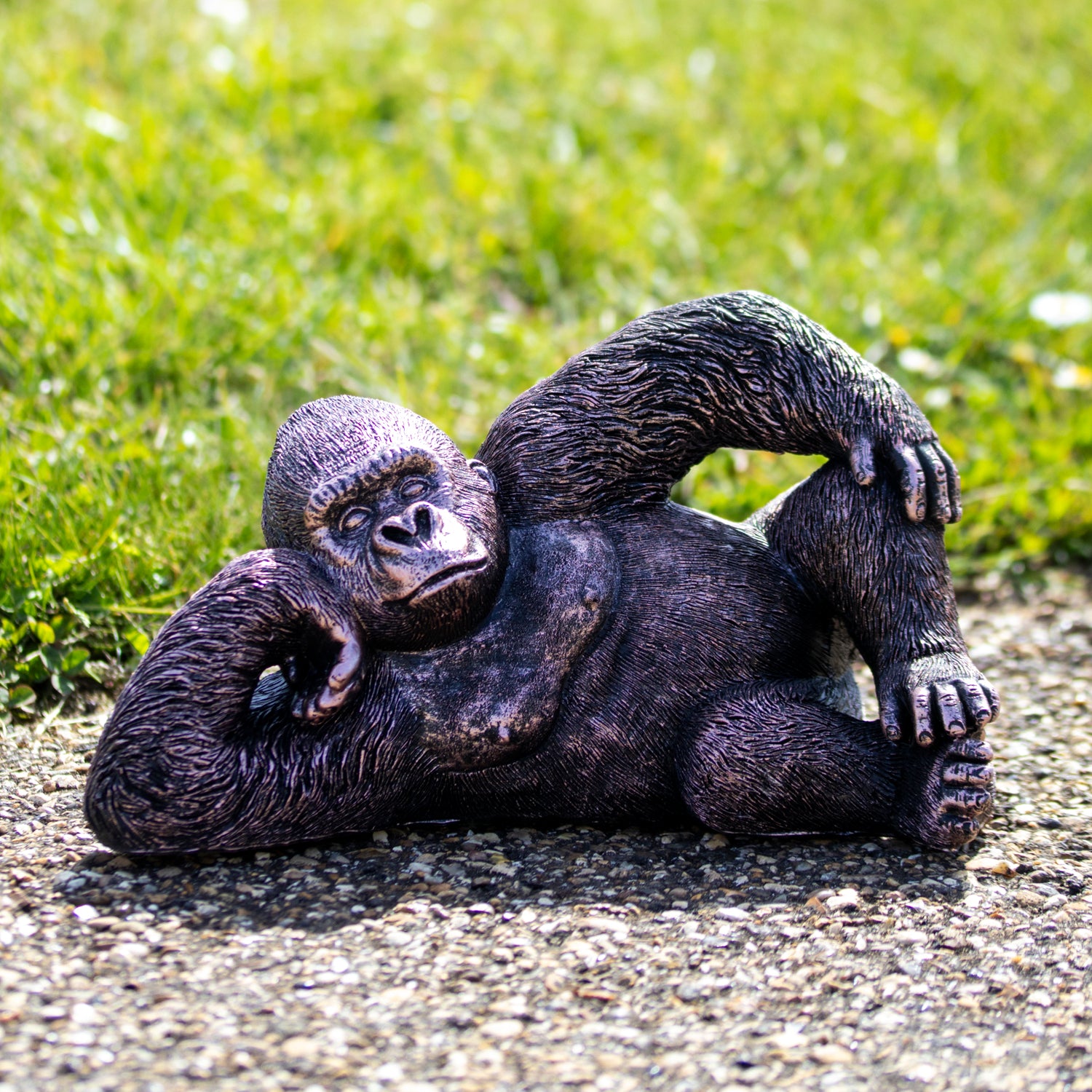 Bronze Lying Gorilla Garden Ornament