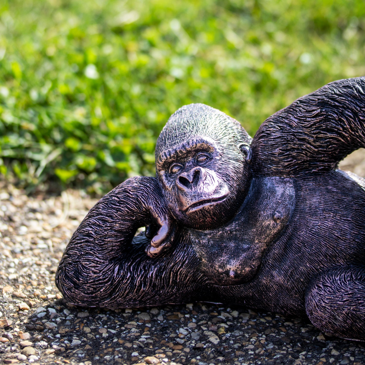 Bronze Lying Gorilla Garden Ornament