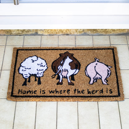 Home Is Where The Herd Is Animal Doormat