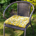 Set Of 2 Yellow Floral Cotton Outdoor Seat Pads