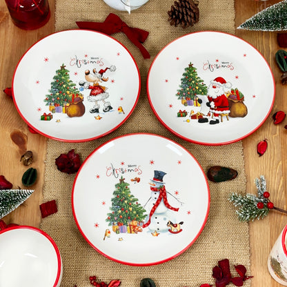 Set Of 3 Merry Christmas Dinner Plates