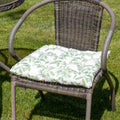 Set Of 2 Green Leaves Cotton Outdoor Seat Pads