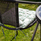 Set Of 2 Green Leaves Cotton Outdoor Seat Pads