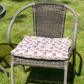 Set Of 2 Purple Flower Cotton Outdoor Seat Pads
