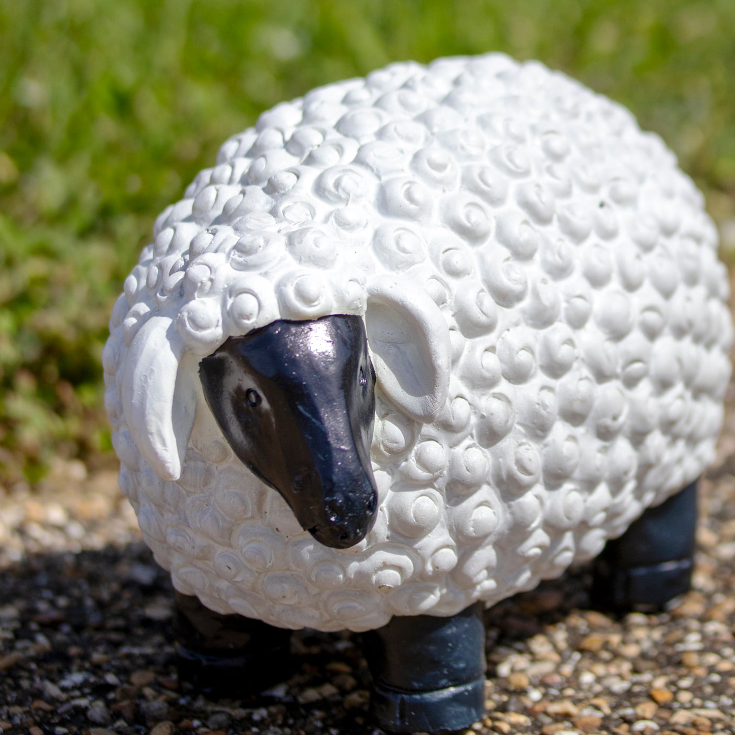 White Curly Sheep Garden Ornament