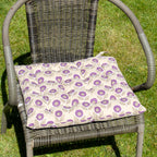 Set Of 2 Purple Flower Cotton Outdoor Seat Pads