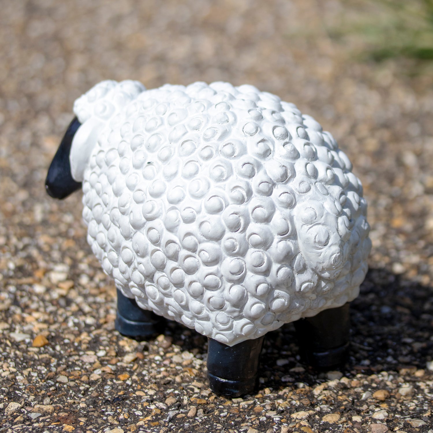 White Curly Sheep Garden Ornament
