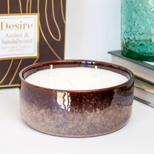 Brown Amber And Sandalwood 3 Wick Candle