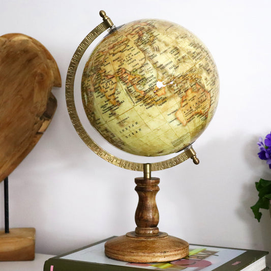 Cream Vintage Style Wooden Globe