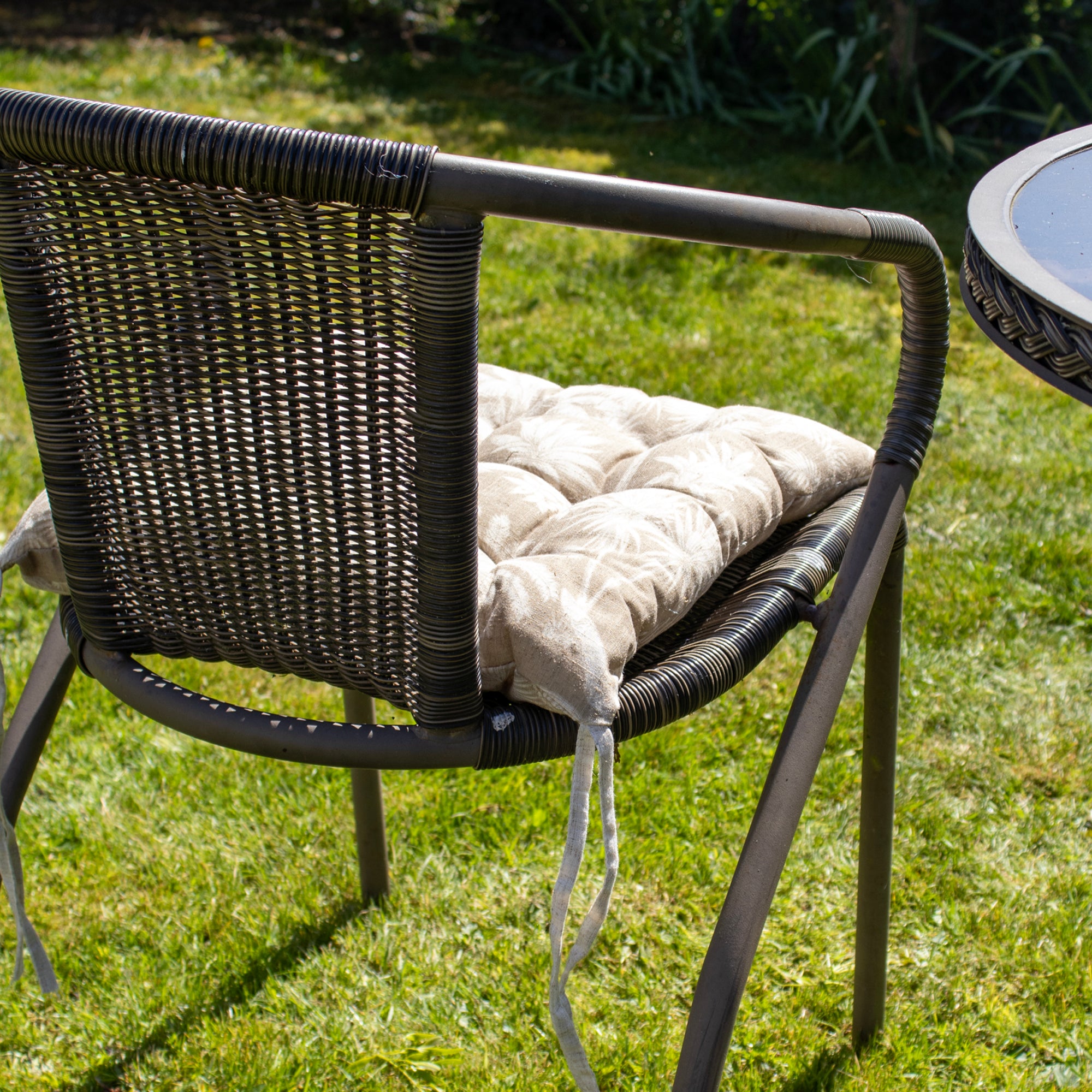 Set Of 2 Brown Floral Cotton Outdoor Seat Pads