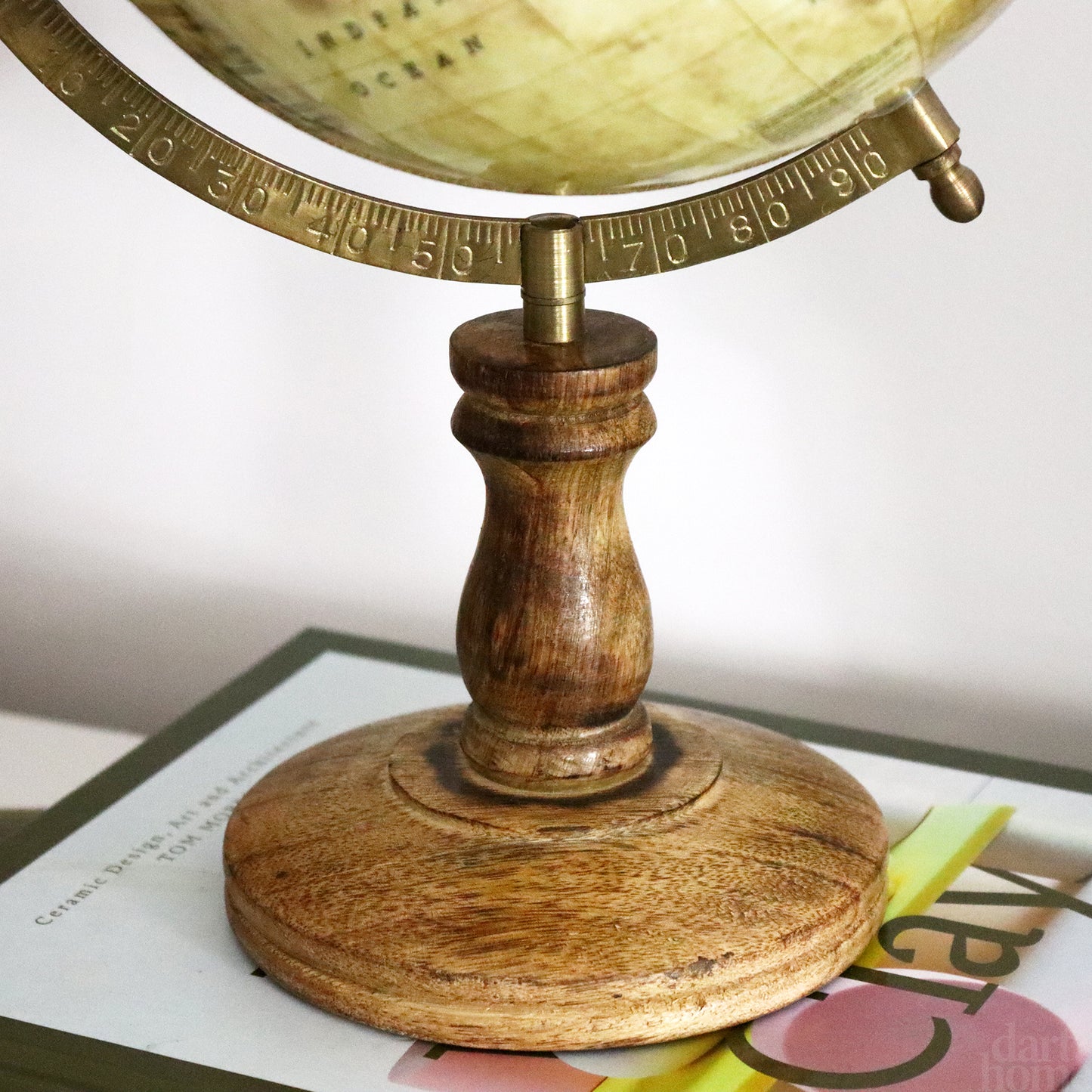 Cream Vintage Style Wooden Globe