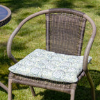 Set Of 2 Green Floral Cotton Outdoor Seat Pads