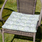 Set Of 2 Green Floral Cotton Outdoor Seat Pads