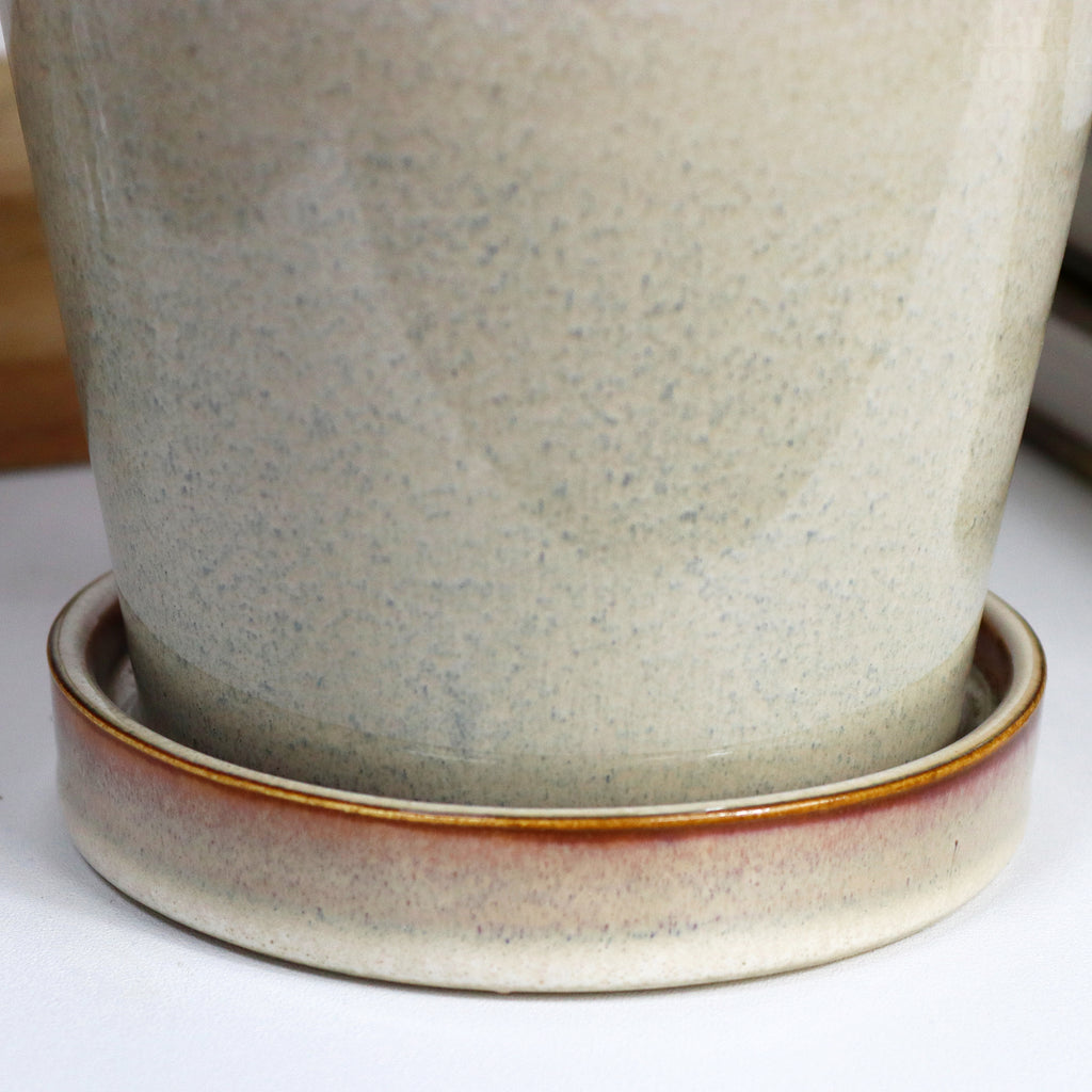 Cream Reactive Glaze Plant Pot