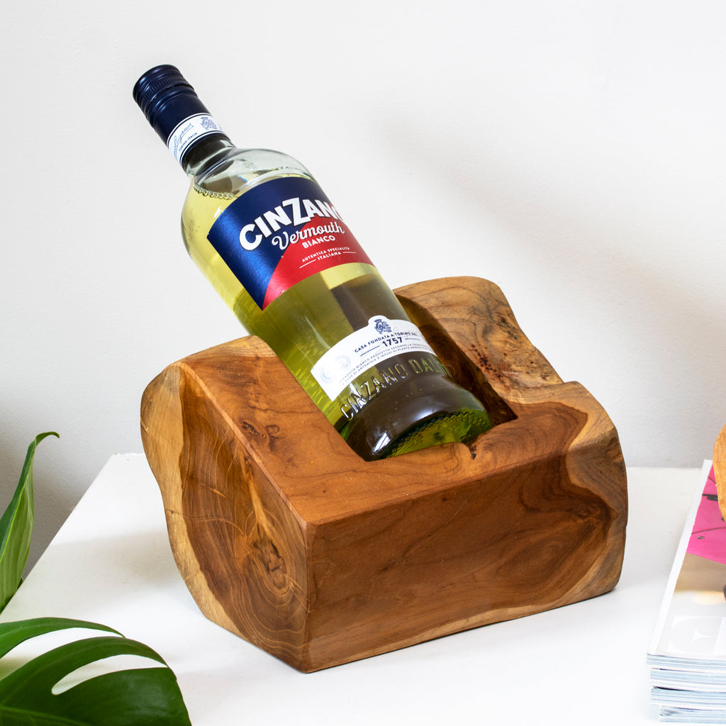 Teak Root Single Wine Bottle Holder