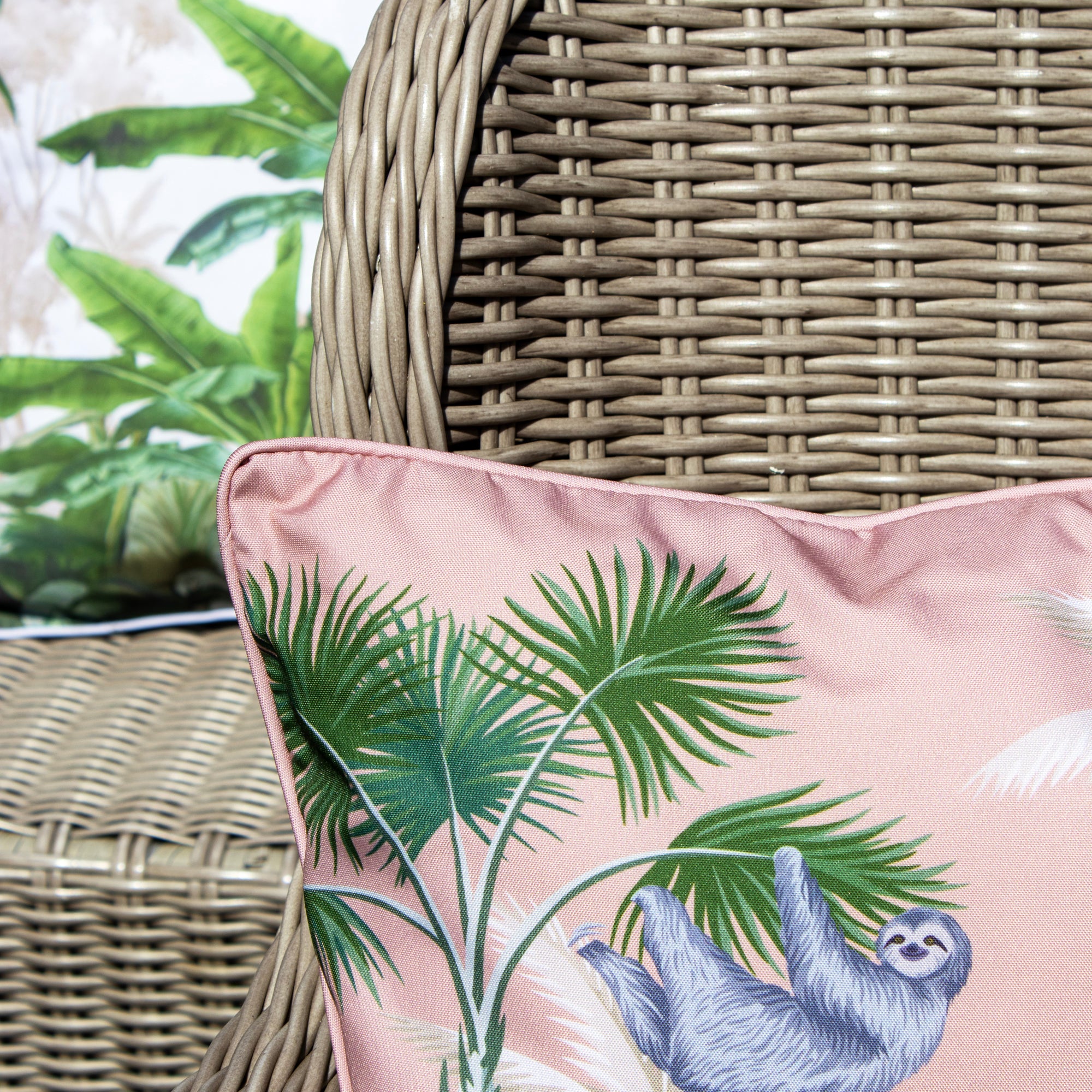 Set Of 2 Pink Jungle Leopard Outdoor Cushions