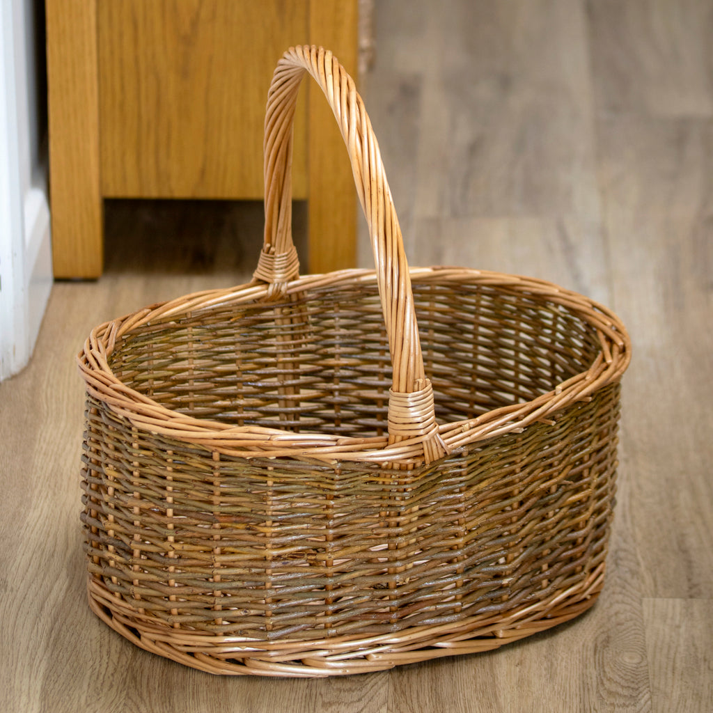 Two Tone Unpeeled Willow Shopping Basket