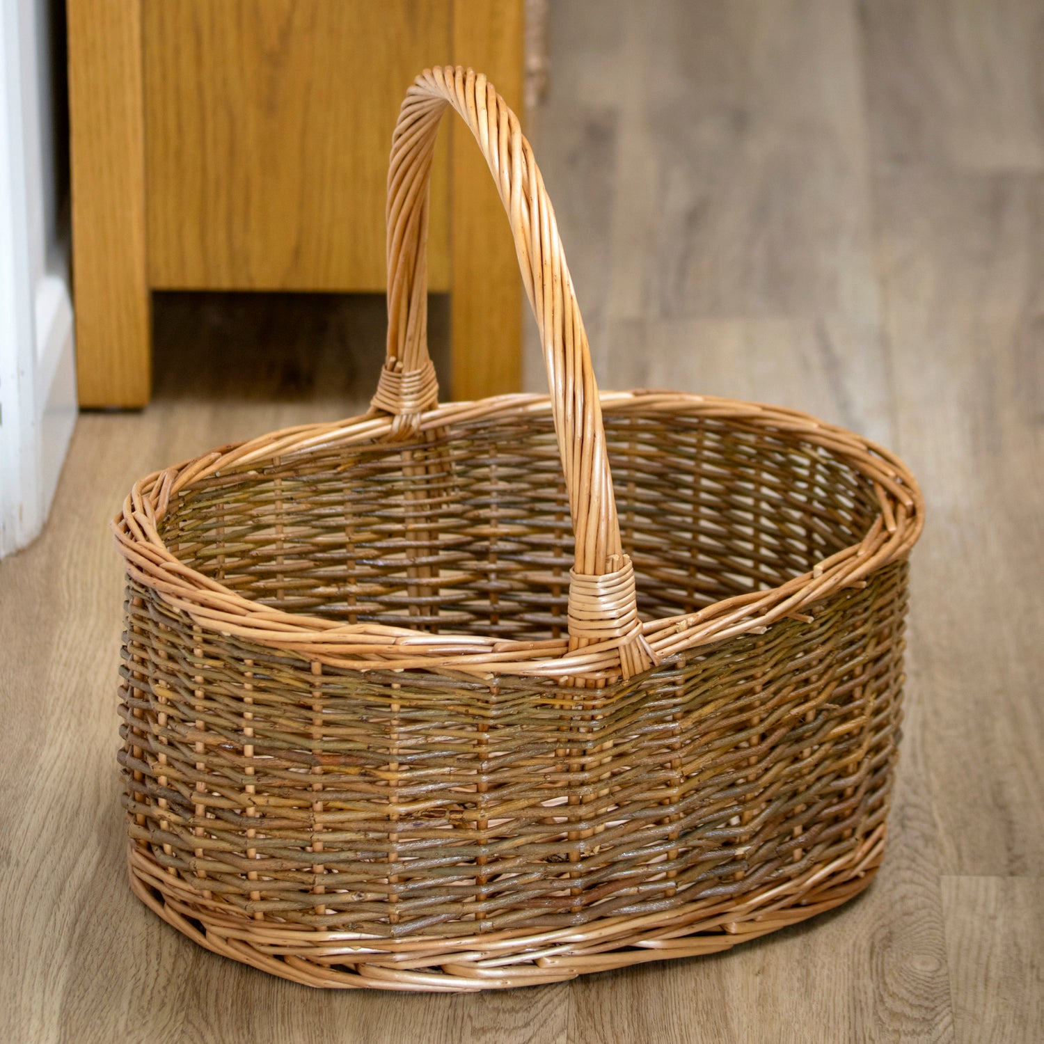 Two Tone Unpeeled Willow Shopping Basket
