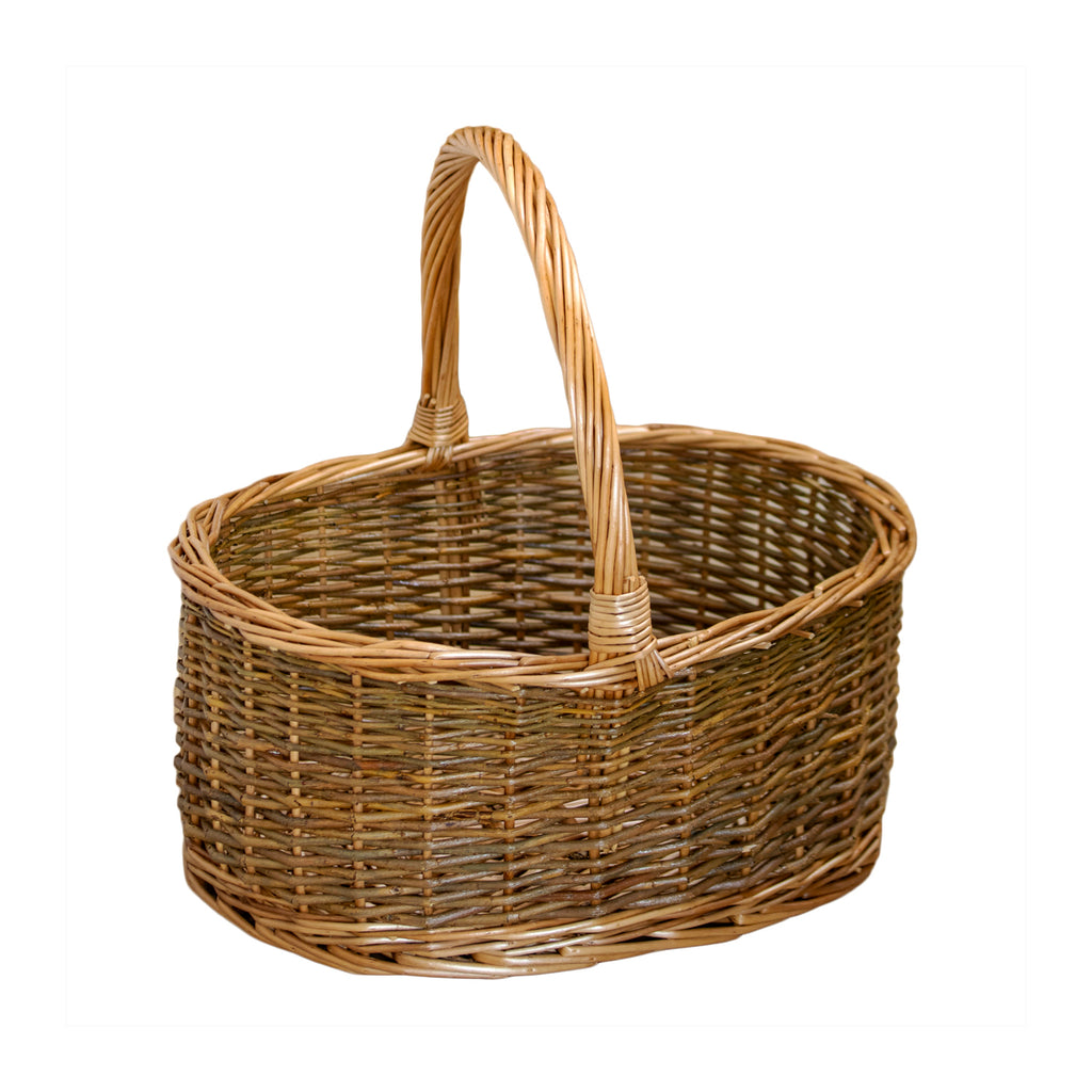 Two Tone Unpeeled Willow Shopping Basket