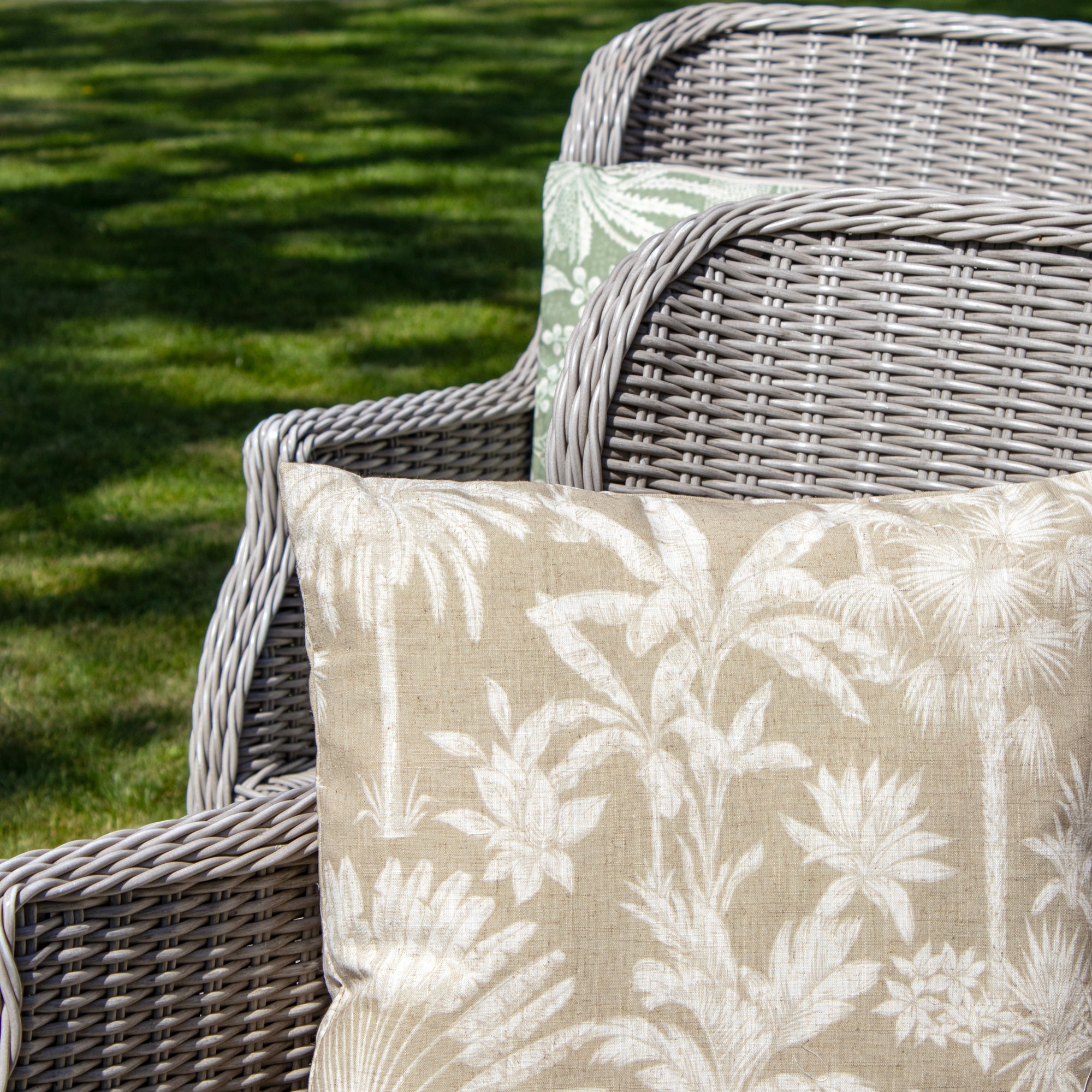 Set Of 2 Brown Floral Outdoor Cushions