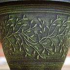 Round Verdigris Leaf Vine Planter