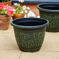 Round Verdigris Leaf Vine Planter