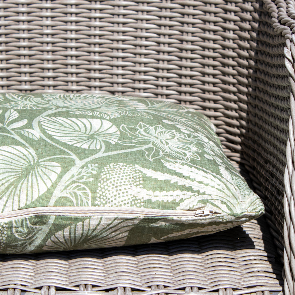 Set Of 2 Green Floral Outdoor Cushions