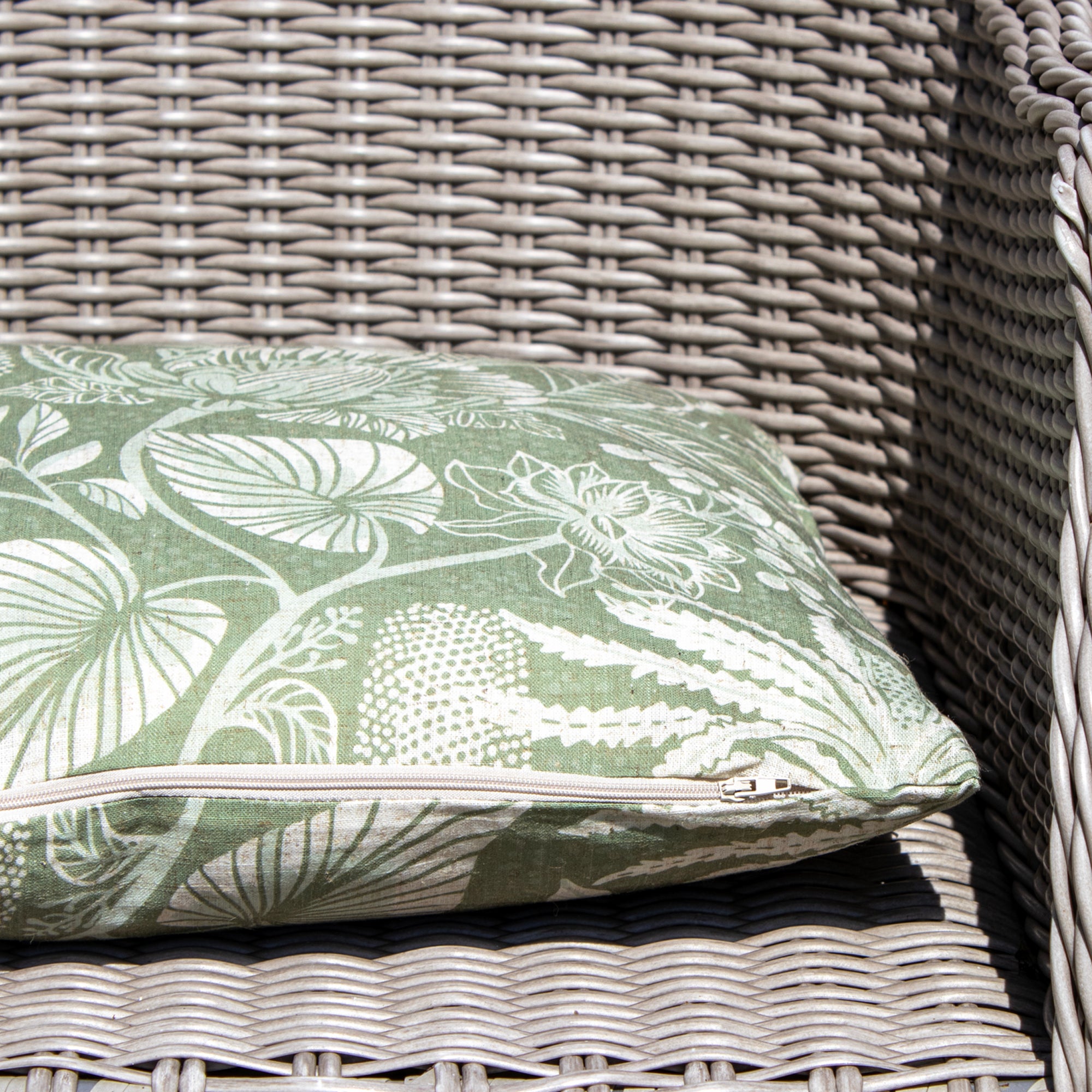 Set Of 2 Green Floral Outdoor Cushions