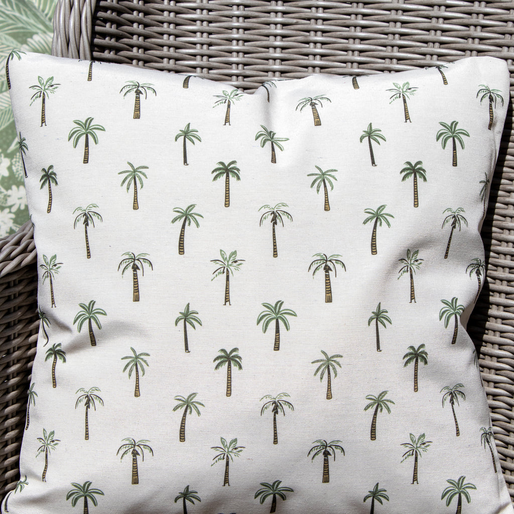 Set Of 2 Mini Palm Tree Print Outdoor Cushions