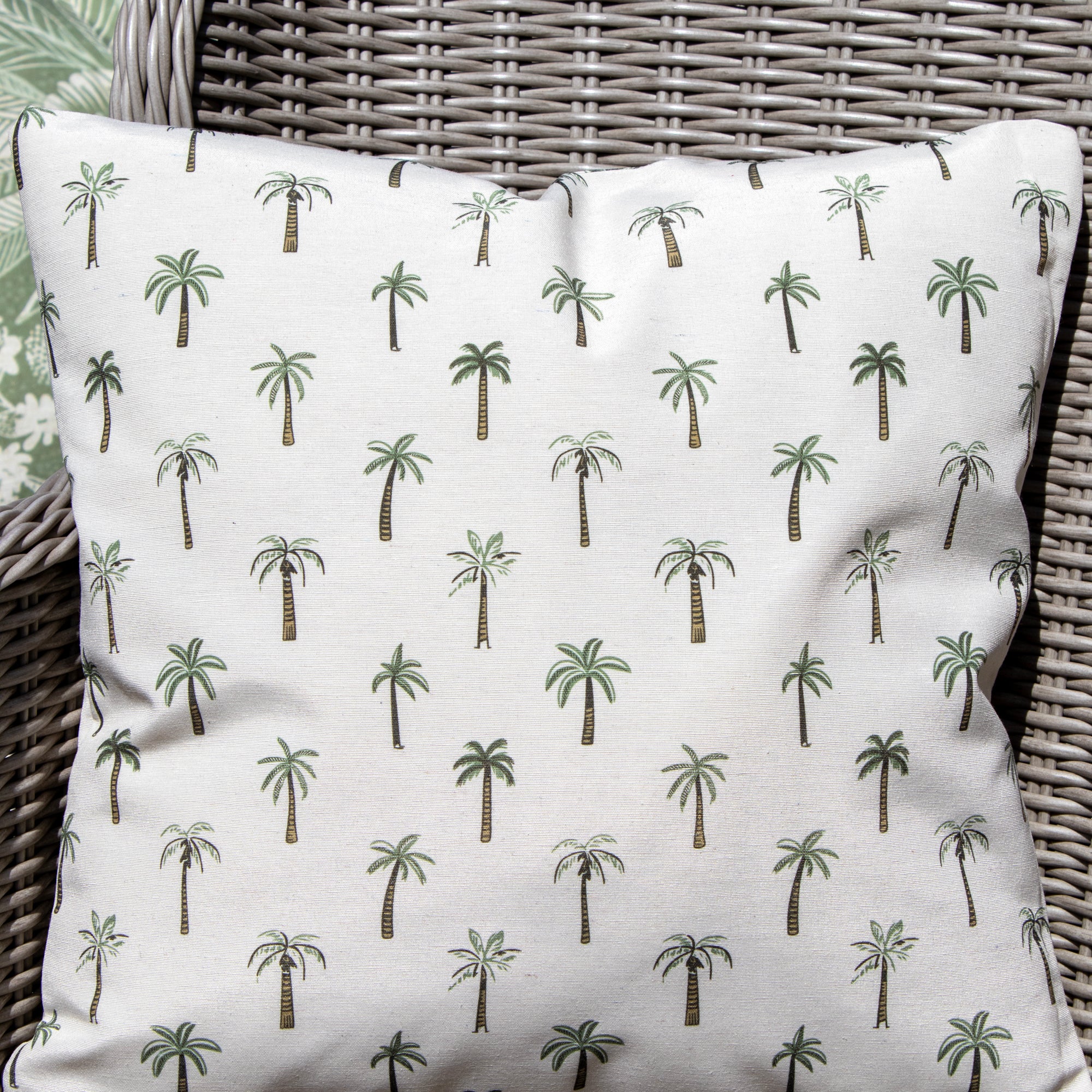 Set Of 2 Mini Palm Tree Print Outdoor Cushions