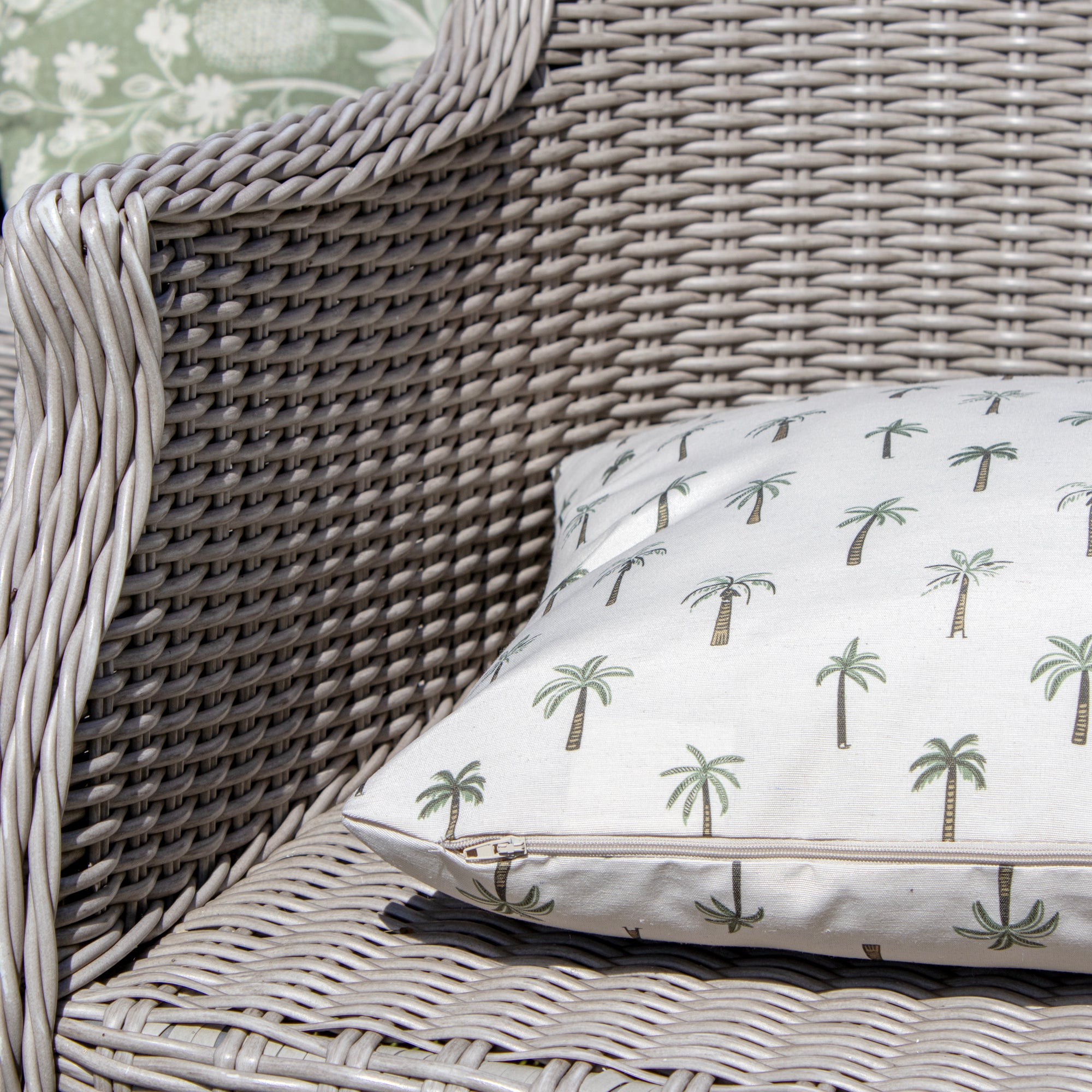 Set Of 2 Mini Palm Tree Print Outdoor Cushions