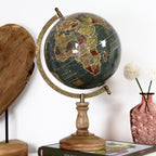 Khaki Green Vintage Style Wooden Globe