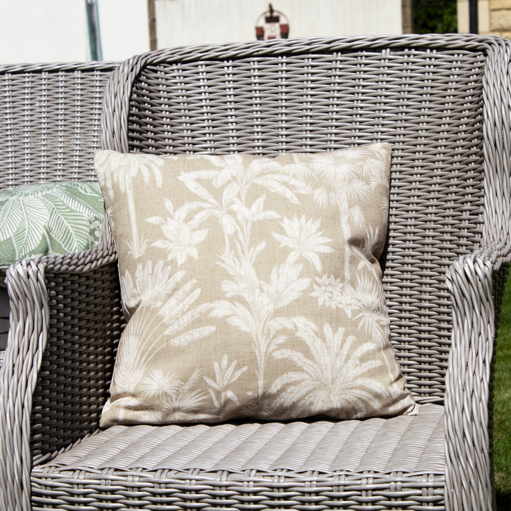 Set Of 2 Brown Floral Outdoor Cushions
