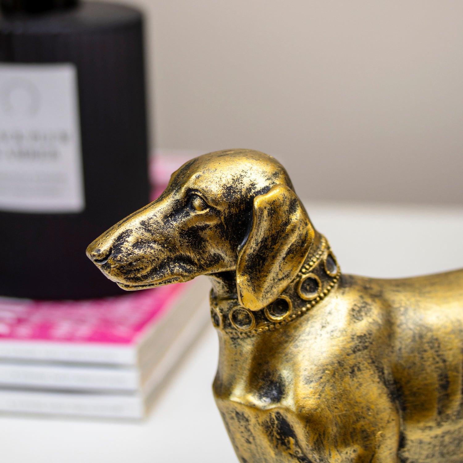 Antique Gold Sausage Dog Ornament
