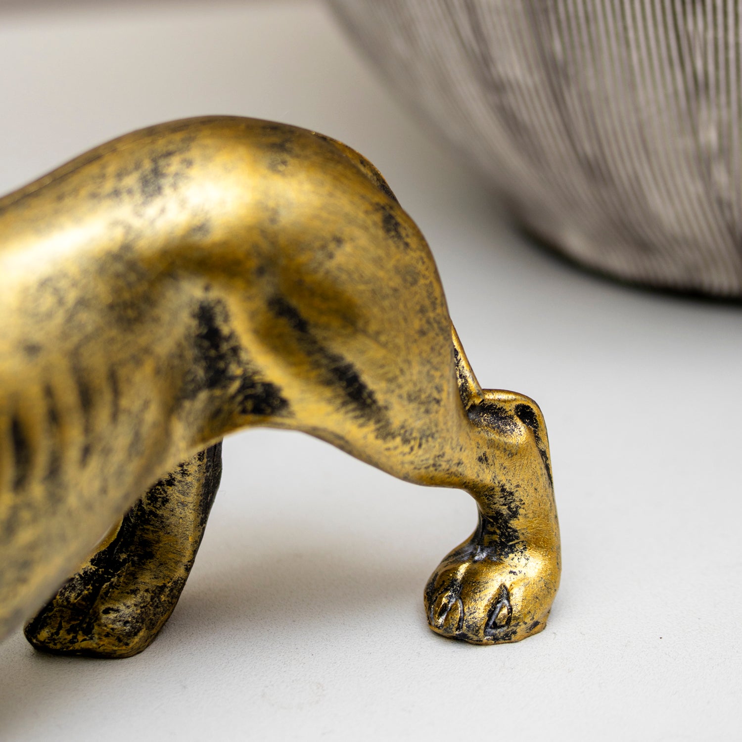 Antique Gold Sausage Dog Ornament