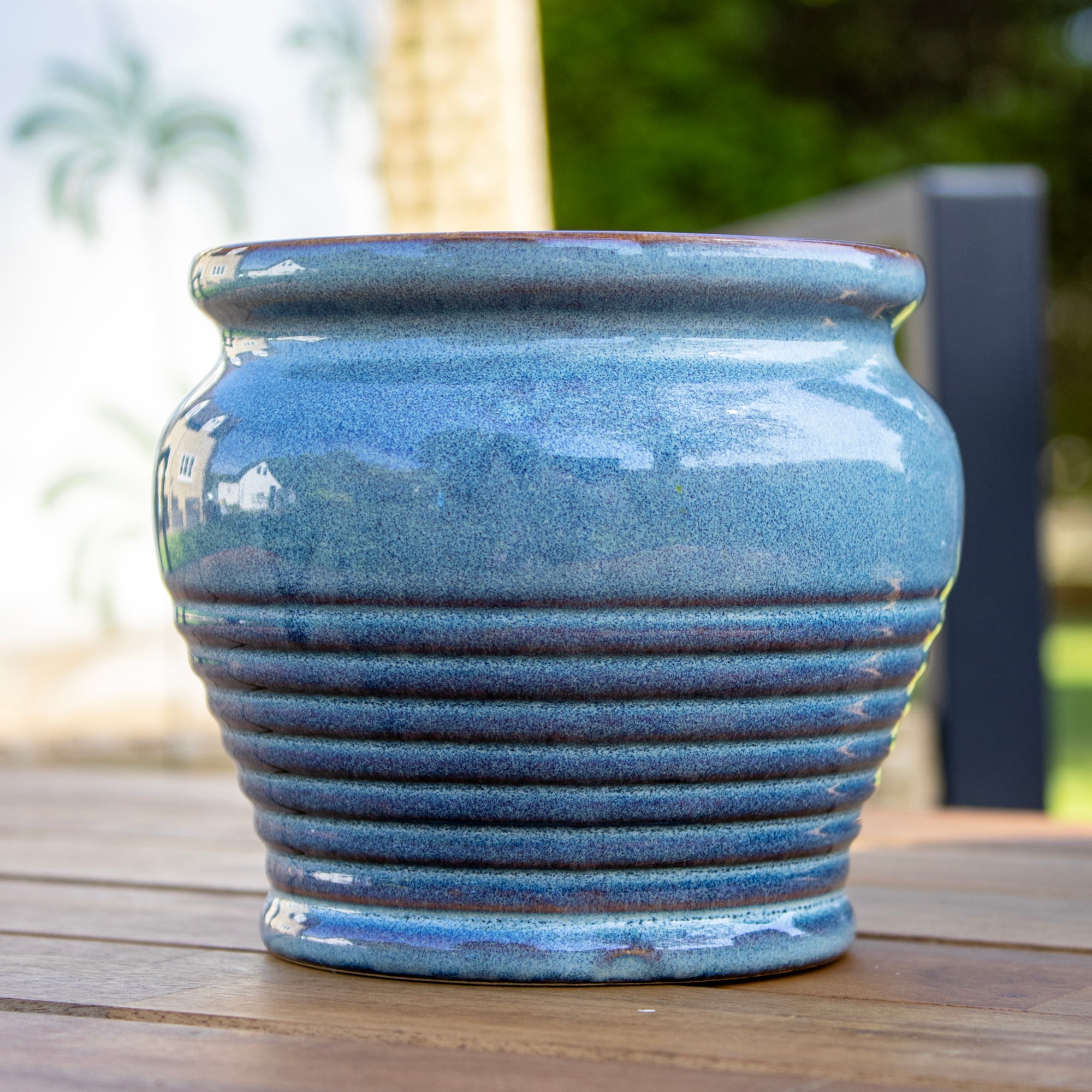 Reactive Glaze Double Wick Citronella Candle Pot